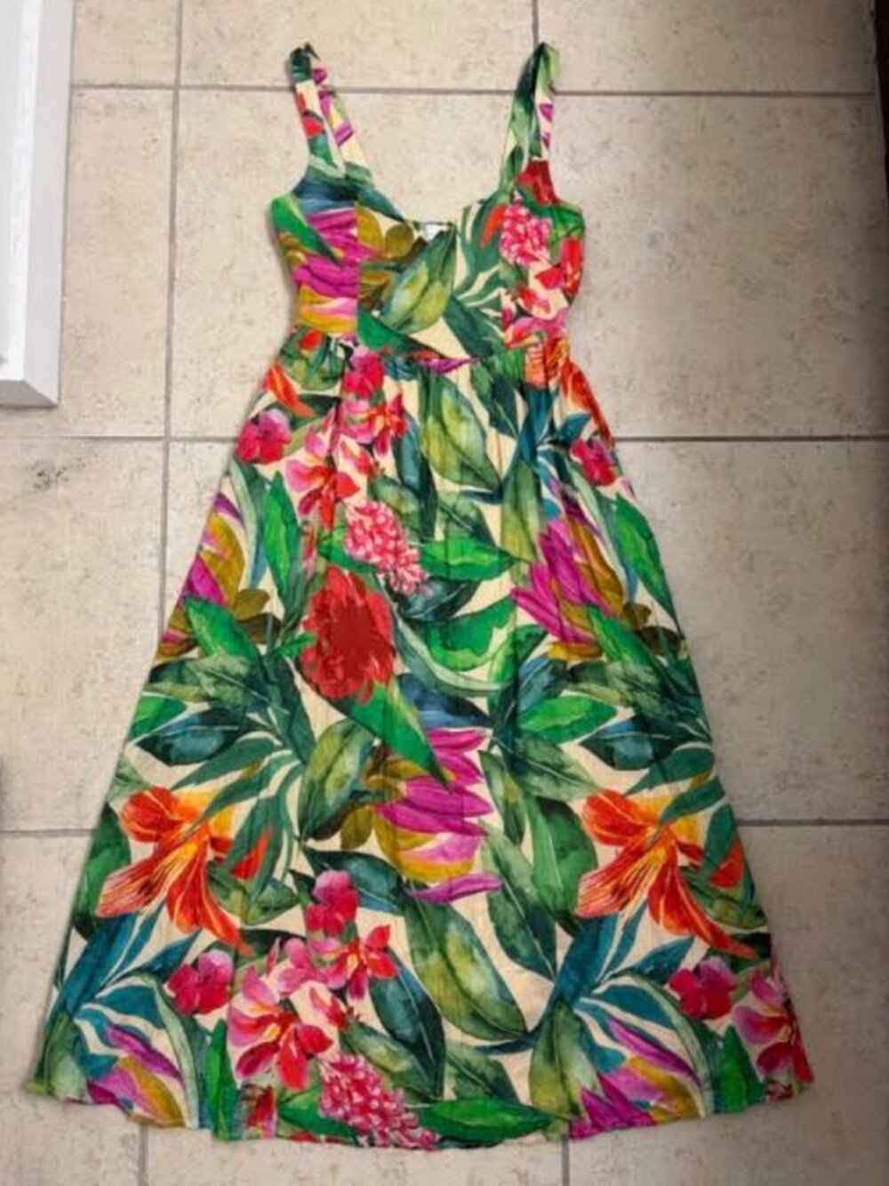 Primark Tropical Floral Maxi Dress Size 4 100% Cotton Pockets Lined NEW NWOT